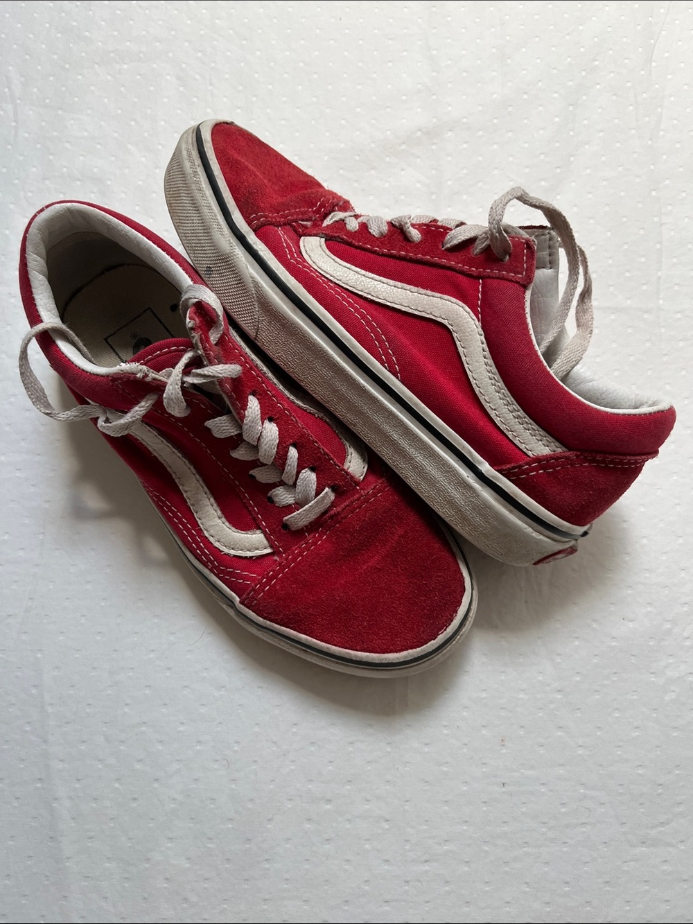 VANS Old Skool Racing Red Suede Canvas Skate Shoes Size Men 3.5 Women 5.0